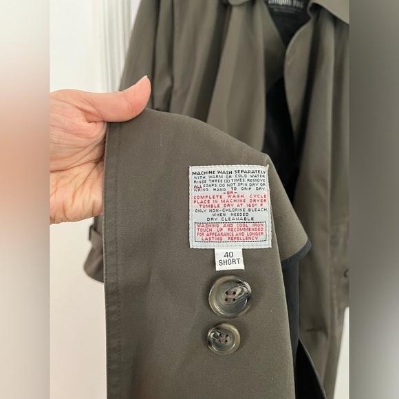 Towne by London Fog Size 40 Short Dark Olive Trenchcoat - Picture 8 of 10